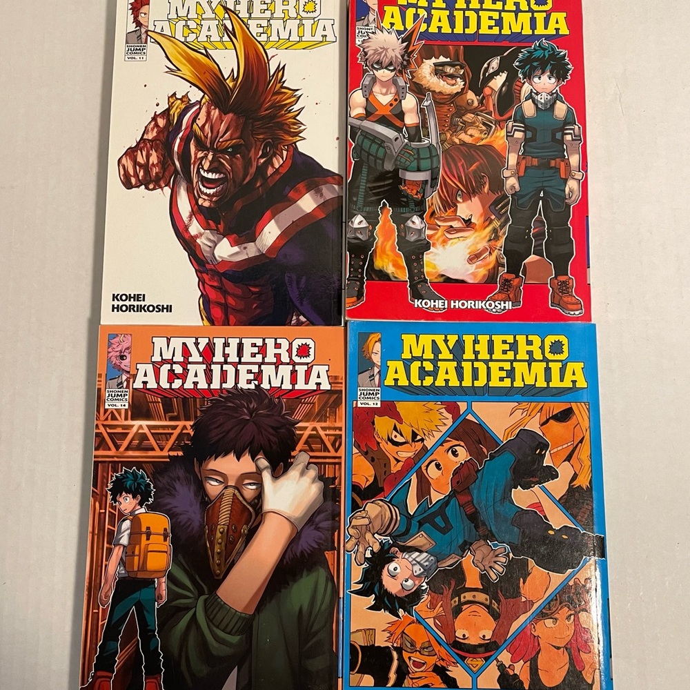 Lot of 4 My Hero Academia Vol. 11-12-13-14 Japanese Comics Manga in Paperback.